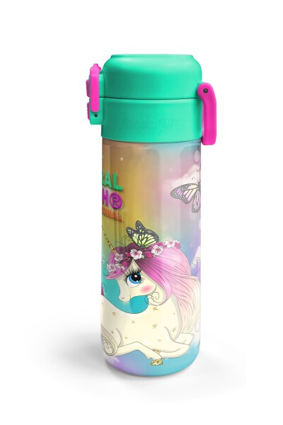 Coral High Kids Pembe Su Yeşili Unicornlu Desenli Pipetli ve Direkt İçim Çelik Termos 500 ml 31940 - 6