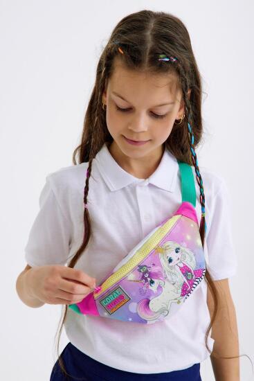 Coral High Kids Pembe Su Yeşili Unicornlu Kız Desenli Bel Çantası 12605 - 2