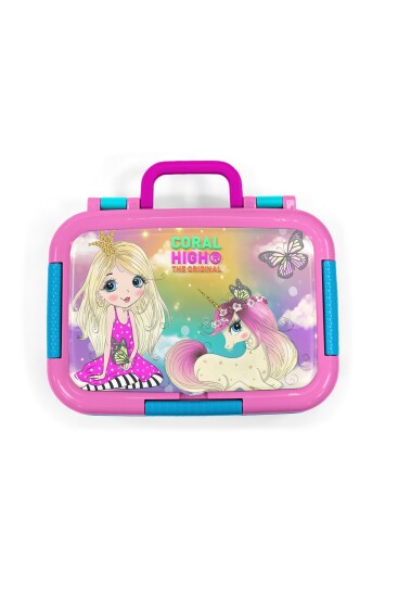 Coral High Kids Pembe Su Yeşili Unicornlu Kız Desenli Paslanmaz Çelik Beslenme Kabı 39246 - 5