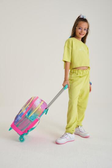 Coral High Kids Pembe Su Yeşili Unicornlu Kız Desenli Üç Bölmeli Çekçekli Okul Sırt Çantası 23933 - 7