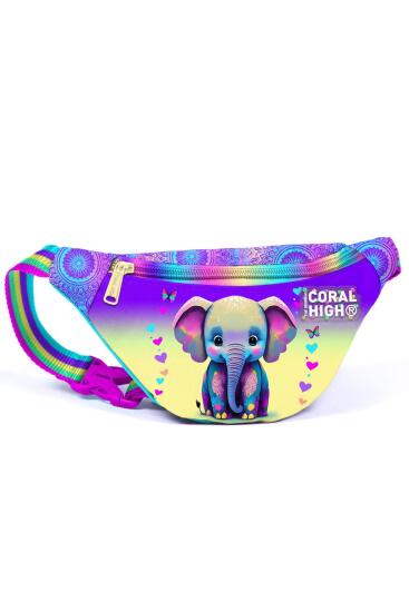 Coral High Kids Pembe Turkuaz Fil Desenli Bel Çantası 11526 