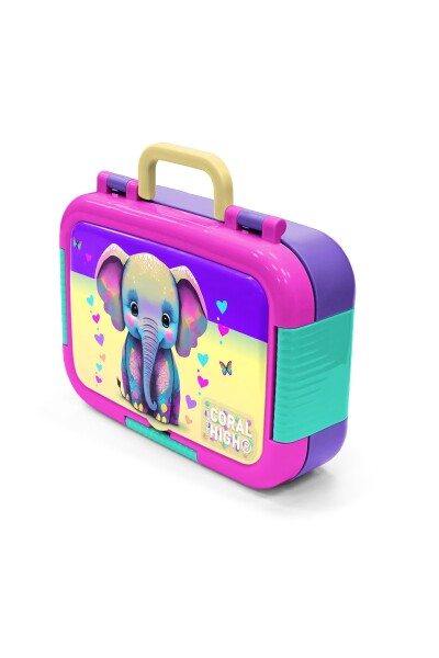 Coral High Kids Pembe Turkuaz Fil Desenli Paslanmaz Çelik Beslenme Kabı 39334 - 4