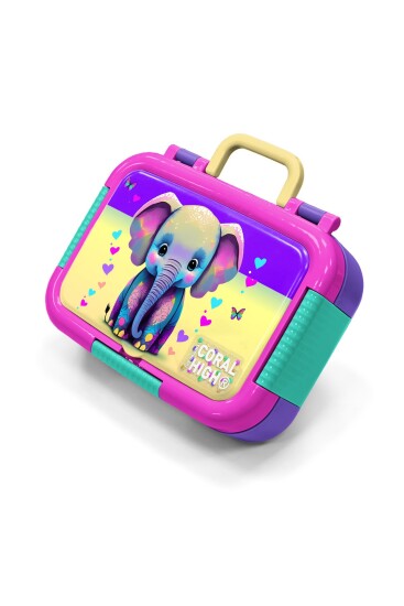 Coral High Kids Pembe Turkuaz Fil Desenli Paslanmaz Çelik Beslenme Kabı 39334 - Coral High
