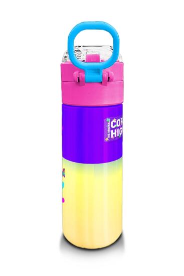 Coral High Kids Pembe Turkuaz Fil Desenli Pipetli ve Direkt İçim Çelik Termos 500 ml 31814 - 3