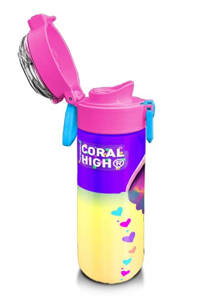 Coral High Kids Pembe Turkuaz Fil Desenli Pipetli ve Direkt İçim Çelik Termos 500 ml 31814 - 6