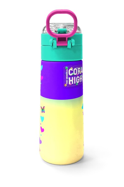 Coral High Kids Pembe Turkuaz Fil Desenli Pipetli ve Direkt İçim Çelik Termos 500 ml 31814 - 4