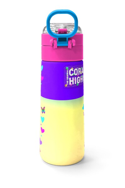 Coral High Kids Pembe Turkuaz Fil Desenli Pipetli ve Direkt İçim Çelik Termos 500 ml 31814 - 4