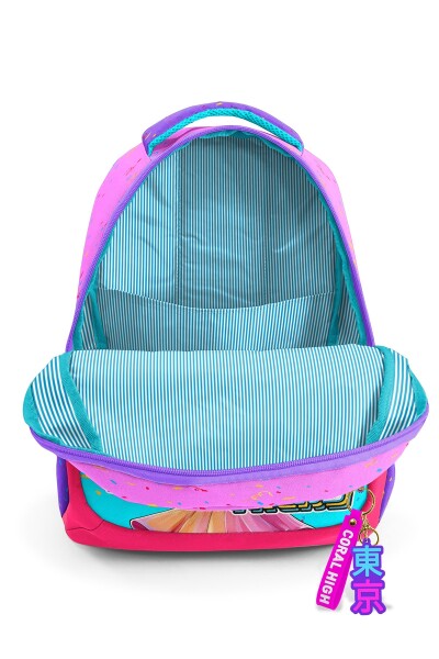 Coral High Kids Pembe Turkuaz K-Pop Desenli 3’lü Okul Çanta Seti SET0114427 - 3