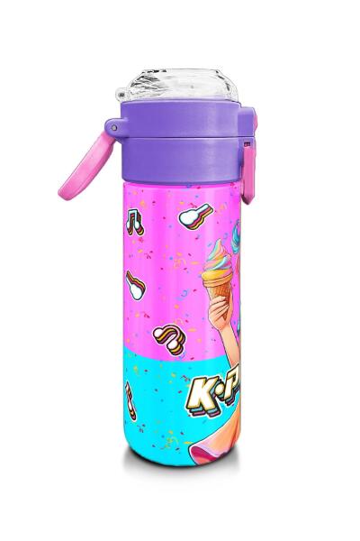 Coral High Kids Pembe Turkuaz K-Pop Desenli Pipetli ve Direkt İçim Çelik Termos 500 ml 31865 - 2