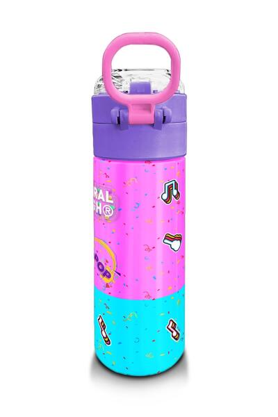 Coral High Kids Pembe Turkuaz K-Pop Desenli Pipetli ve Direkt İçim Çelik Termos 500 ml 31865 - 3