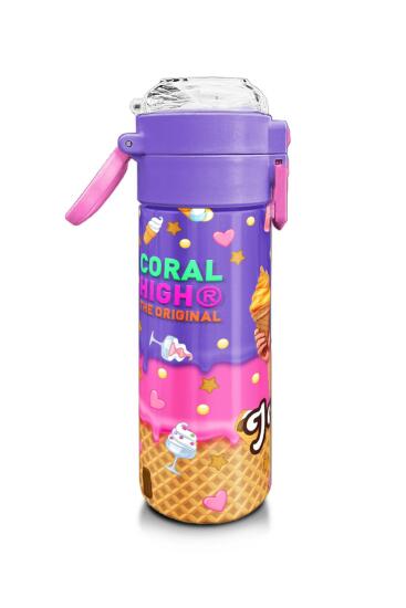 Coral High Kids Pembe Turkuaz K-Pop Desenli Pipetli ve Direkt İçim Çelik Termos 500 ml 31989 - 2
