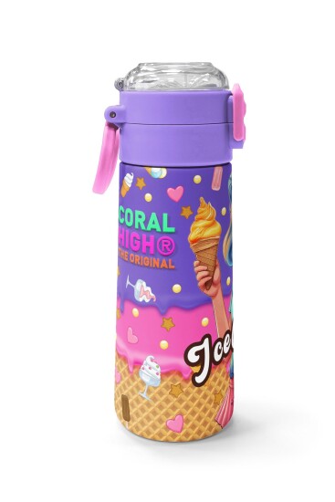 Coral High Kids Pembe Turkuaz K-Pop Desenli Pipetli ve Direkt İçim Çelik Termos 500 ml 31989 - 2