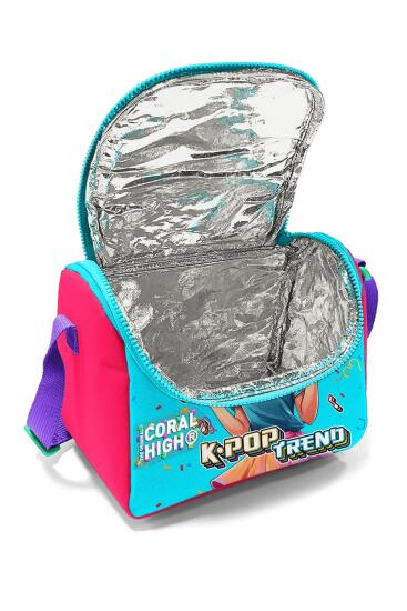 Coral High Kids Pembe Turkuaz K-Pop Desenli Thermo Beslenme Çantası 12788 - 4