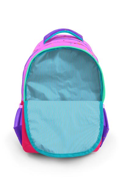 Coral High Kids Pembe Turkuaz K-Pop Desenli Üç Bölmeli Okul Sırt Çantası 14427 - 4