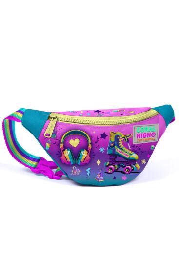 Coral High Kids Pembe Turkuaz Kulaklık Paten Desenli Bel Çantası 11506 - CORAL HIGH KIDS