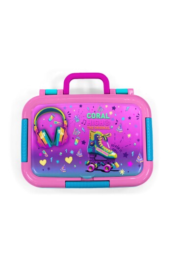 Coral High Kids Pembe Turkuaz Kulaklık Paten Desenli Paslanmaz Çelik Beslenme Kabı 39262 - 5