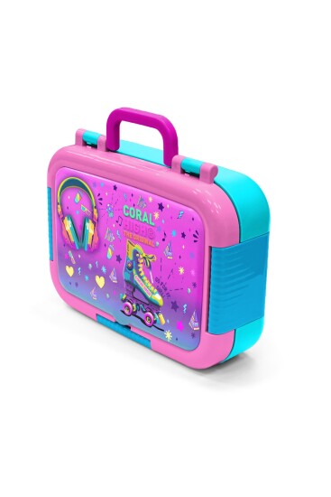 Coral High Kids Pembe Turkuaz Kulaklık Paten Desenli Paslanmaz Çelik Beslenme Kabı 39262 - 4