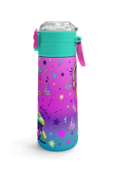Coral High Kids Pembe Turkuaz Kulaklık Paten Desenli Pipetli ve Direkt İçim Çelik Termos 500 ml 31955 - 3