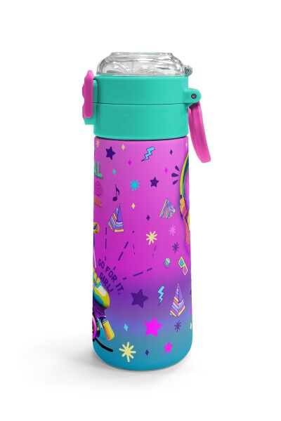 Coral High Kids Pembe Turkuaz Kulaklık Paten Desenli Pipetli ve Direkt İçim Çelik Termos 500 ml 31955 - 3