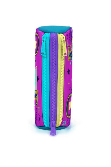 Coral High Kids Pembe Turkuaz Kulaklık Paten Desenli Üç Bölmeli Kalem Çantası 22054 - 2