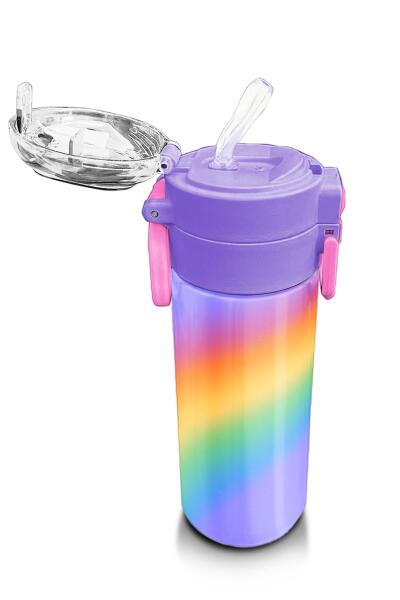 Coral High Kids Renk Geçişli Desenli Pipetli ve Direkt İçim Çelik Termos 500 ml 31863 - 5