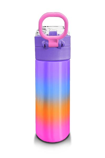 Coral High Kids Renk Geçişli Desenli Pipetli ve Direkt İçim Çelik Termos 500 ml 31875 - 3