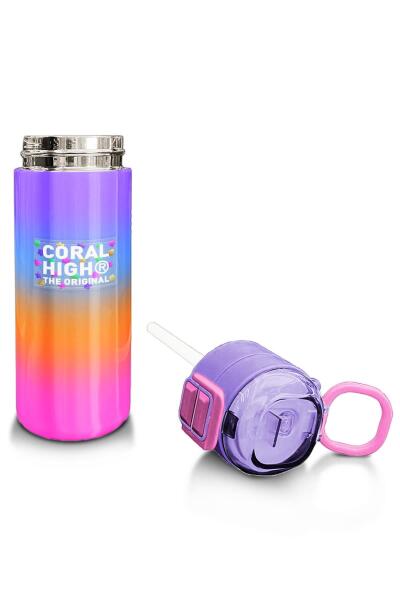 Coral High Kids Renk Geçişli Desenli Pipetli ve Direkt İçim Çelik Termos 500 ml 31875 - 4