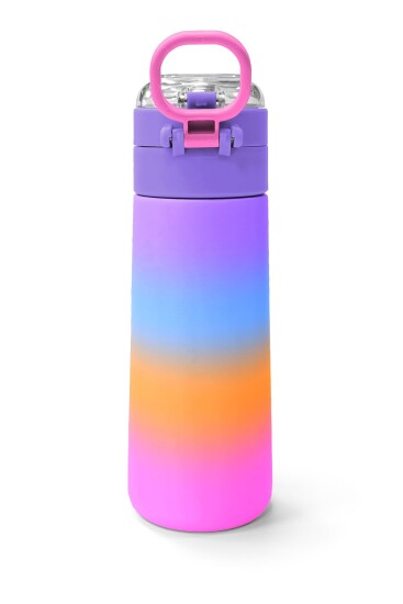 Coral High Kids Renk Geçişli Desenli Pipetli ve Direkt İçim Çelik Termos 500 ml 31875 - 4