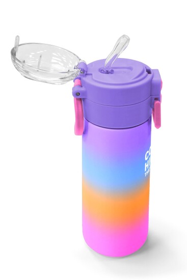 Coral High Kids Renk Geçişli Desenli Pipetli ve Direkt İçim Çelik Termos 500 ml 31875 - 5