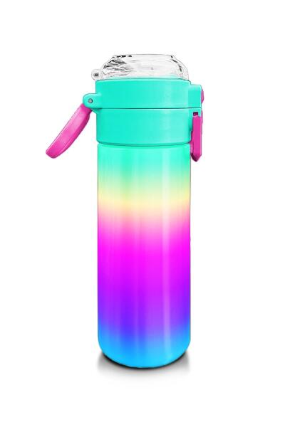 Coral High Kids Renk Geçişli Desenli Pipetli ve Direkt İçim Çelik Termos 500 ml 31924 - 2
