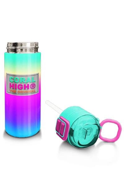 Coral High Kids Renk Geçişli Desenli Pipetli ve Direkt İçim Çelik Termos 500 ml 31924 - 4
