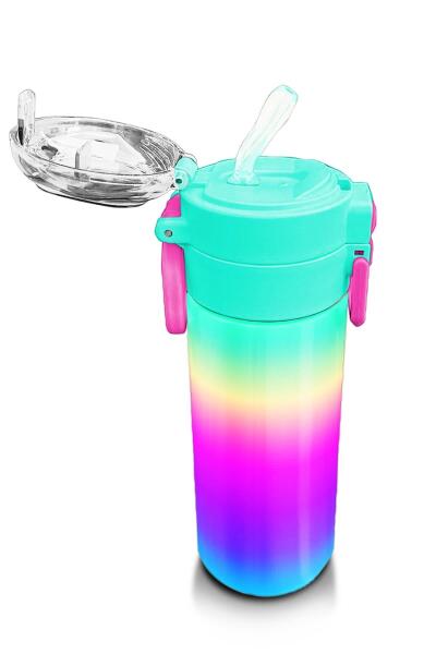 Coral High Kids Renk Geçişli Desenli Pipetli ve Direkt İçim Çelik Termos 500 ml 31924 - 5