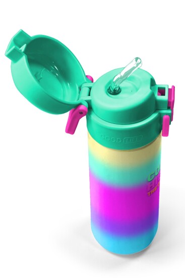 Coral High Kids Renk Geçişli Desenli Pipetli ve Direkt İçim Çelik Termos 500 ml 31924 - 2
