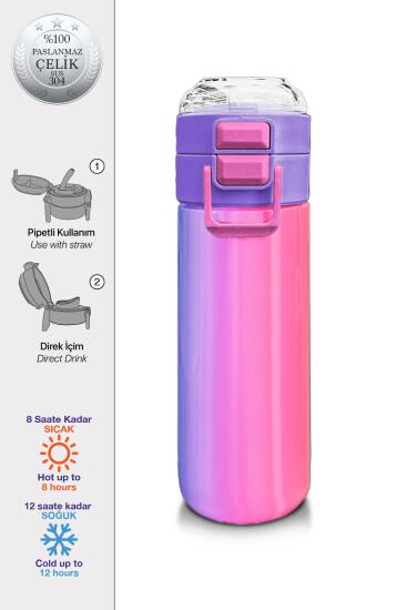 Coral High Kids Renk Geçişli Pipetli ve Direkt İçim Çelik Termos 500 ml 31868 - Coral High KIDS