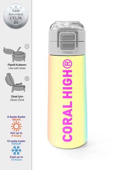 Coral High Kids Renk Geçişli Pipetli ve Direkt İçim Çelik Termos 500 ml 31868 