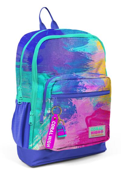 Coral High Kids Renkli Airbrush Desenli Desenli Dört Bölmeli Okul Sırt Çantası 23738 - 1