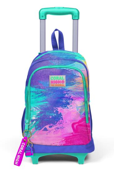 Coral High Kids Renkli Airbrush Desenli Üç Bölmeli Çekçekli Okul Sırt Çantası 23938 - 9