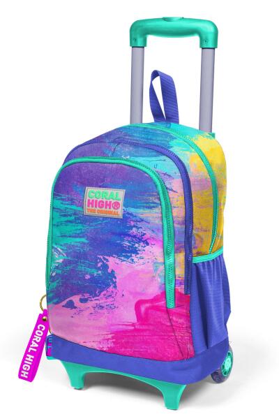 Coral High Kids Renkli Airbrush Desenli Üç Bölmeli Çekçekli Okul Sırt Çantası 23938 - 6