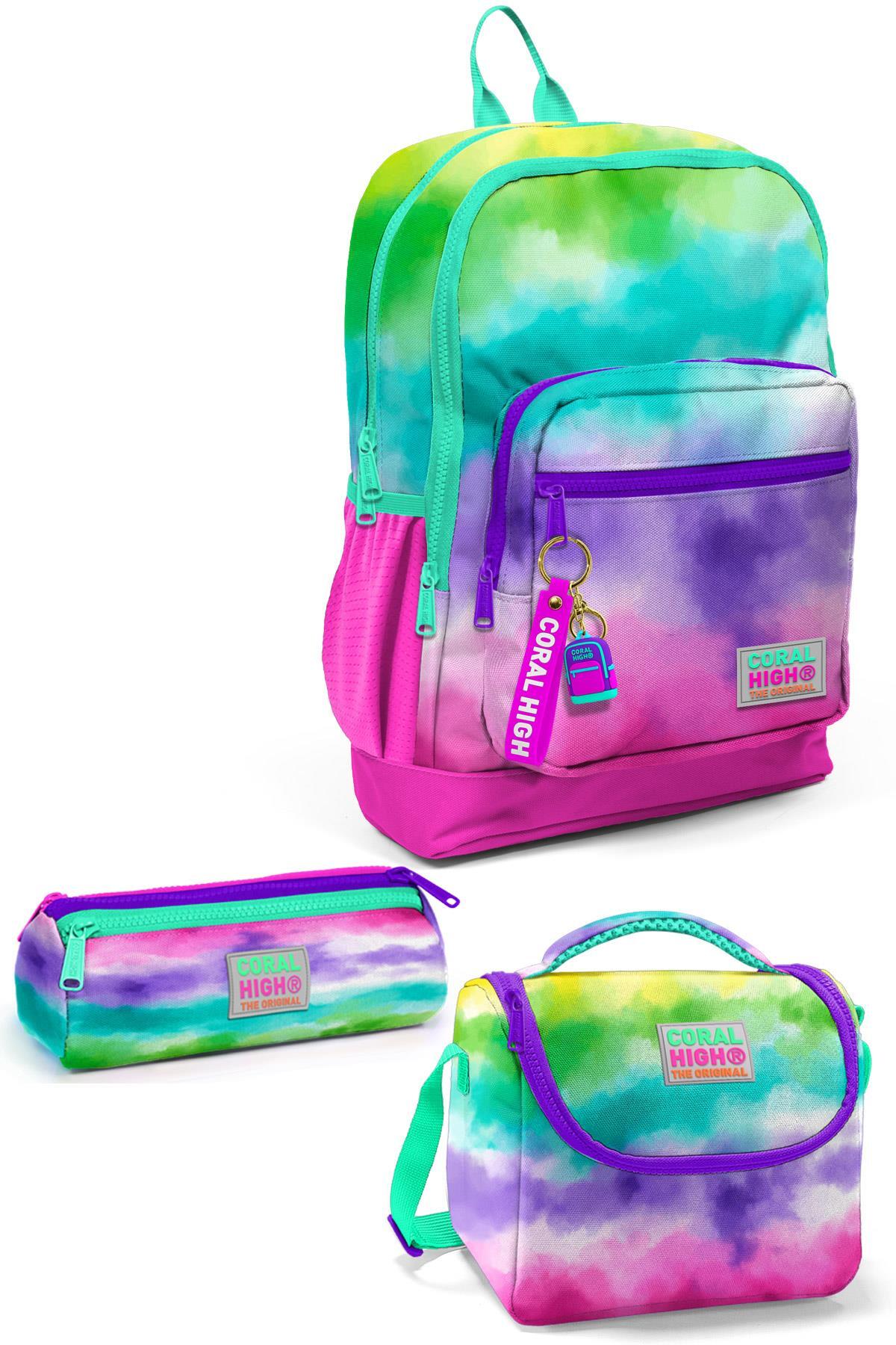 Coral High Kids Renkli Batik Desenli 3’lü Okul Çanta Seti SET0123739