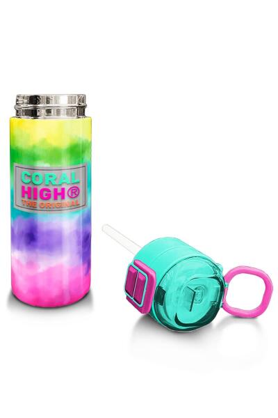 Coral High Kids Renkli Batik Desenli Pipetli ve Direkt İçim Çelik Termos 500 ml 31944 - 4