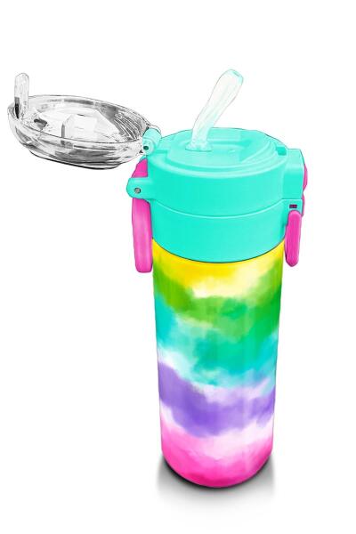 Coral High Kids Renkli Batik Desenli Pipetli ve Direkt İçim Çelik Termos 500 ml 31944 - 5