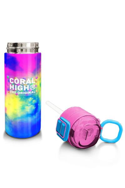Coral High Kids Renkli Batik Desenli Pipetli ve Direkt İçim Çelik Termos 500 ml 31958 - 4
