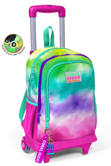 Coral High Kids Renkli Batik Desenli Üç Bölmeli Çekçekli Okul Sırt Çantası 23939 - 1