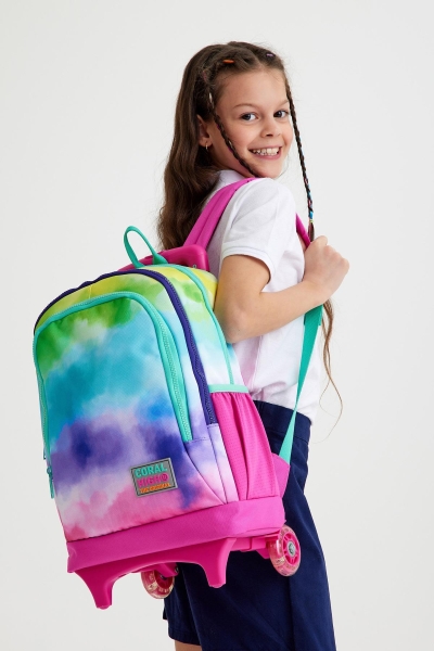 Coral High Kids Renkli Batik Desenli Üç Bölmeli Çekçekli Okul Sırt Çantası 23939 - 7
