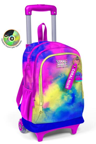 Coral High Kids Renkli Batik Desenli Üç Bölmeli Çekçekli Okul Sırt Çantası 23957 - Coral High KIDS