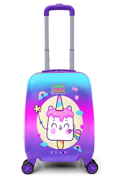 Coral High Kids Renkli Batik Unicorn Dondurma Desenli Çocuk Valizi 16721 - 1