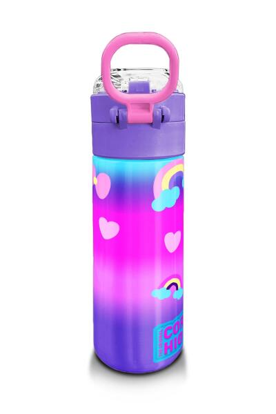 Coral High Kids Renkli Batik Unicorn Dondurma Desenli Pipetli ve Direkt İçim Çelik Termos 500 ml 31801 - 3