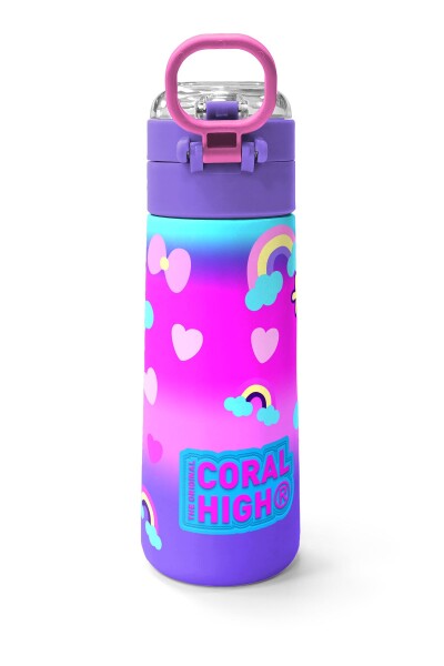 Coral High Kids Renkli Batik Unicorn Dondurma Desenli Pipetli ve Direkt İçim Çelik Termos 500 ml 31801 - 4