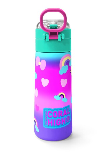 Coral High Kids Renkli Batik Unicorn Dondurma Desenli Pipetli ve Direkt İçim Çelik Termos 500 ml 31801 - 4