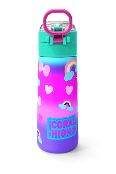 Coral High Kids Renkli Batik Unicorn Dondurma Desenli Pipetli ve Direkt İçim Çelik Termos 500 ml 31801 - 4